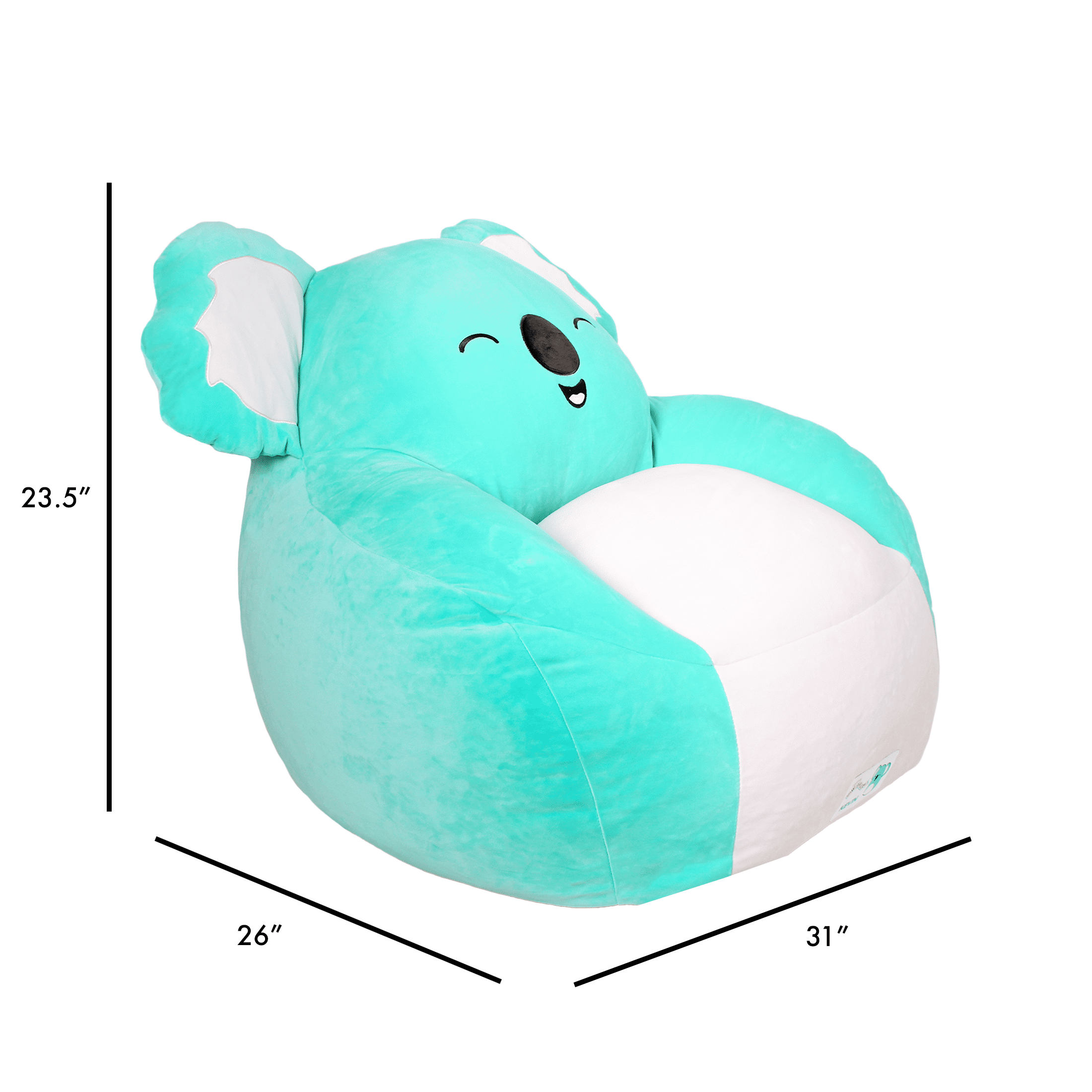 Squishmallows Official Kevin Bean Bag Chair - 30 in Wide Kids Squishy Soft Chair, Teal