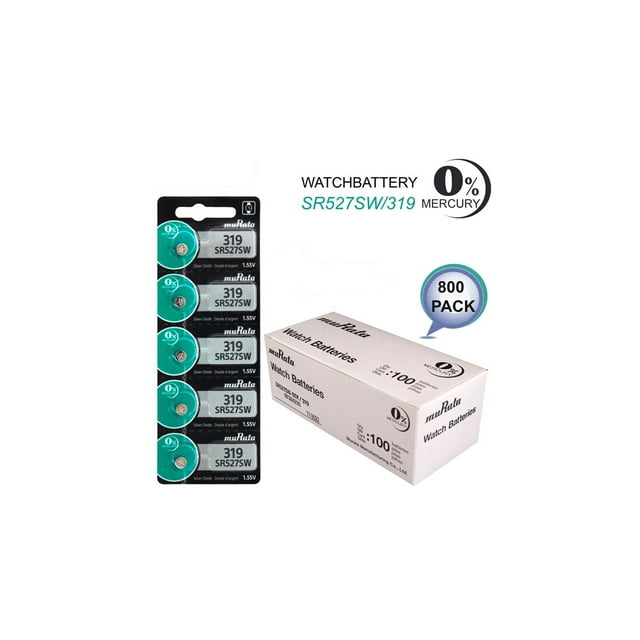800 x Murata 319 SR527SW Coin Cell Watch Silver Oxide Battery 1.55v