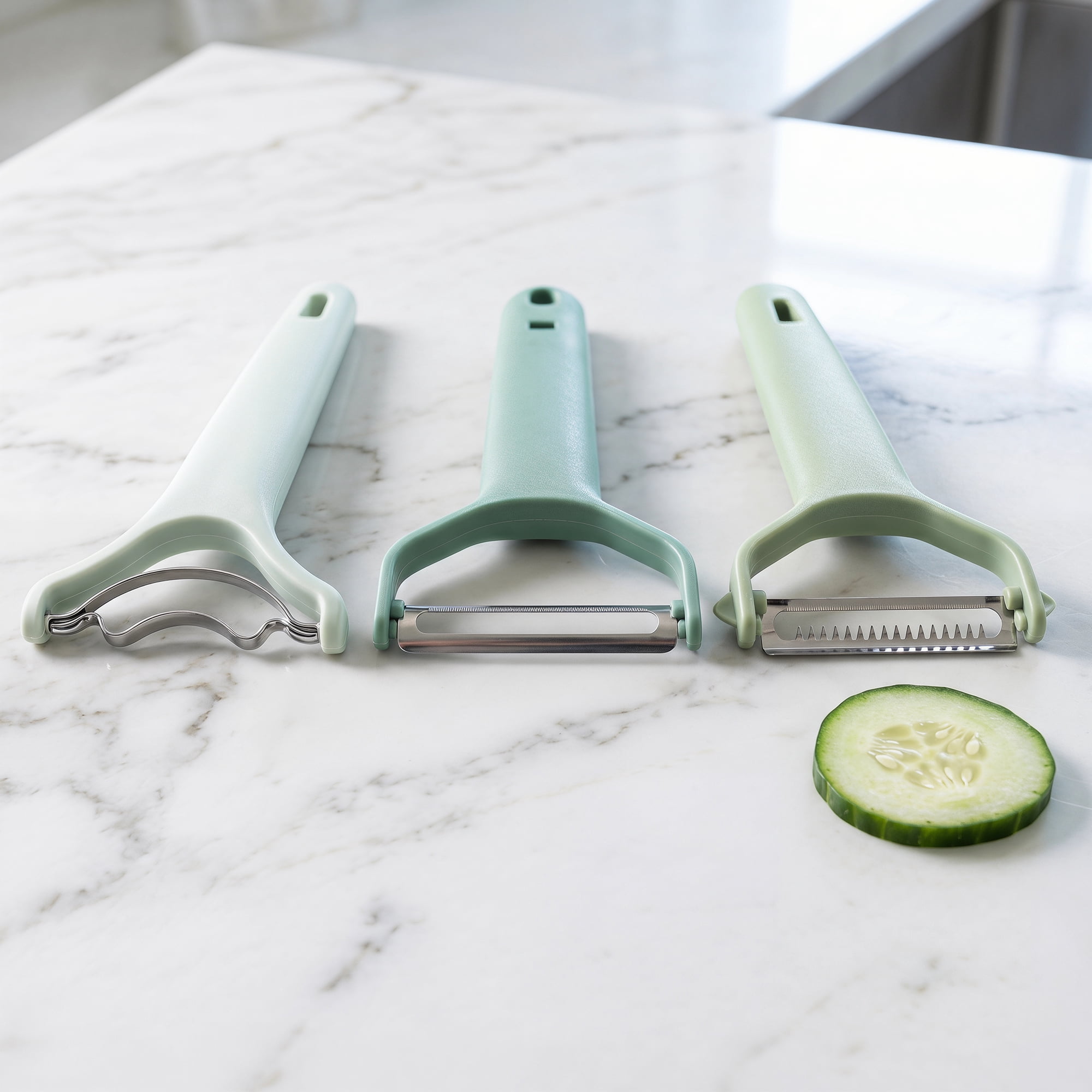Unique Bargains 3Pcs Stainless Steel Peeler Assorted Peeler Green 7.1" x 4.3" x 1"