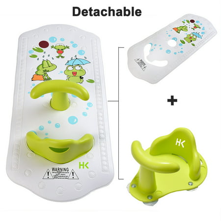 Baby Bath Seat WADEO Baby Bather Mat with Baby Bath Seat for Tub Sit Up with Backrest Support Anti-Slip Safety Comfortable Bath Tub Seat Chair for Tub Heat Sensitive Mat