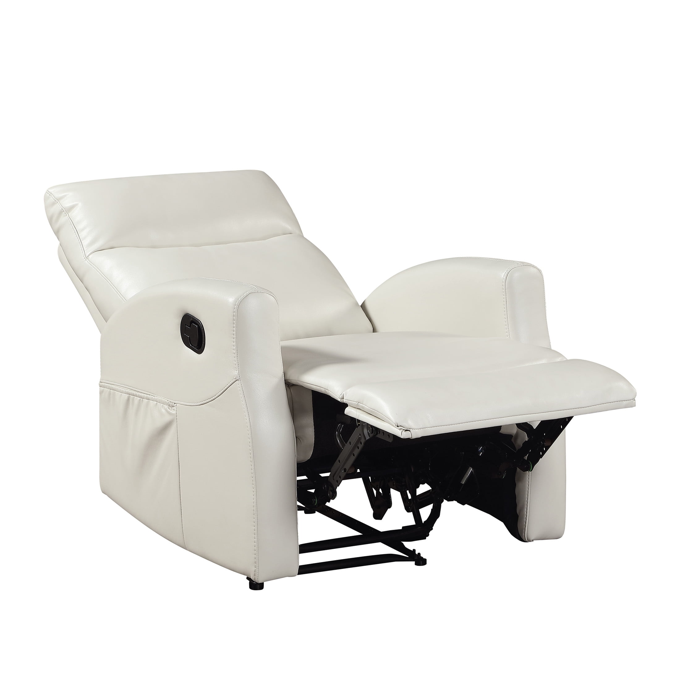 OakvillePark Novelle Faux Leather Manual Reclining Chair with Magazine Pocket, Beige