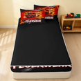 thumbnail image 4 of Erosebridal Fire Truck Zipper Queen Comforter Set with Fitted Sheet and 2 Pillowcases, Flames Zipper Bedding Set, Feuerwehr Red, Black Reversible, 4 of 7