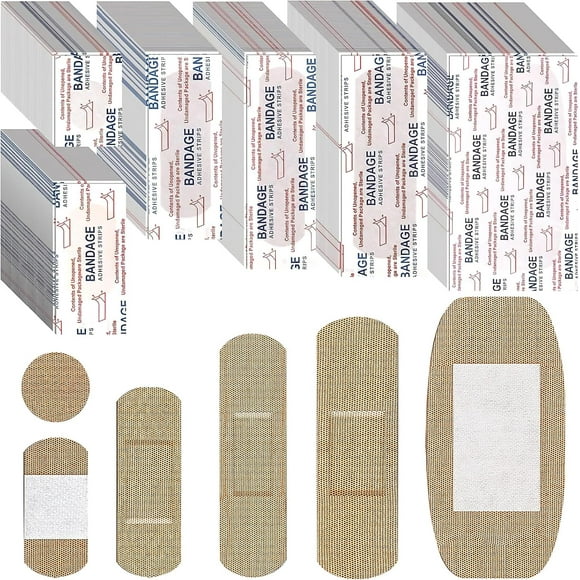 shiyou-300 Pieces Fabric Adhesive Bandages, Waterproof Bandage, Small Breathable Fingertip Bandages, First Aid Bandage Variety Pack, Spot Bandage for Family First Aid and Wound Care(Assorted Sizes)