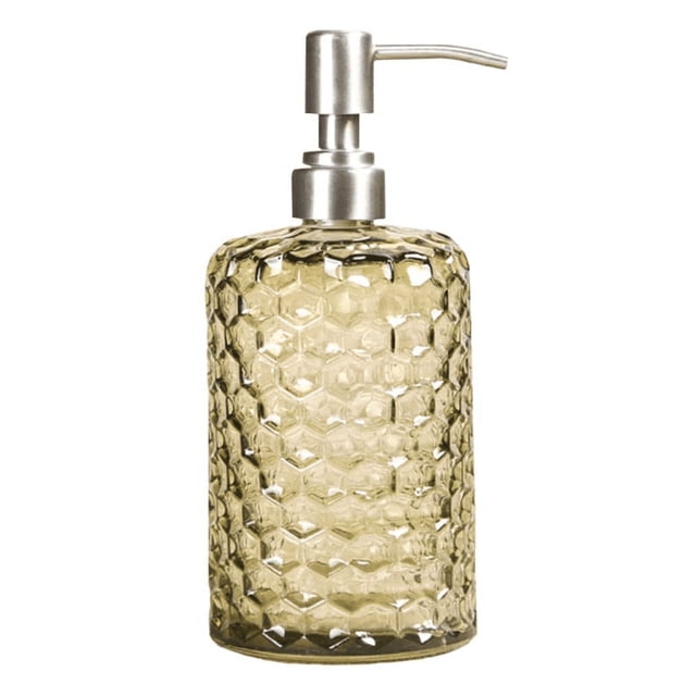 ZHAOCHENG Dispensador de jabón de vidrio para baño, inodoro o cocina y boquilla de acero inoxidable, desinfectante de manos de vidrio, botella vacía, botella de prensa de gel de ducha cosmética de gra