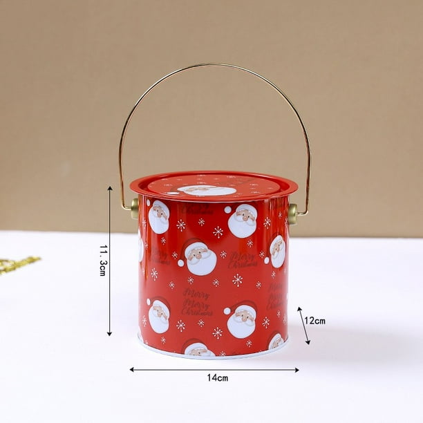 Tarro de galletas navideño vintage | Recipiente hermético de hojalata con tapa | Decoración grande para la encimera de la cocina para galletas, harina y aperitivos | Diseño de Papá Noel