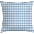 thumbnail image 4 of Checkered Pillow Cushion Cover Pack of 2, Little Squares and Stripes Pastel Color Gingham Repeating Rows Vintage Tile, Decorative Square Accent Pillow Case, 2 Pcs-18" x 18", Pale Blue White, 4 of 5