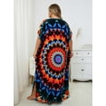 thumbnail image 3 of Tie Dye Caftan Robe Lightweight Kaftan Dresses for Swimwear Women Plus Size Beach Maxi Dress Long Resort Tunic Batwing Sleeve Summer Outfits Oversized Bath Robe Casual Afirca Dress moomoo House Wear, 3 of 7