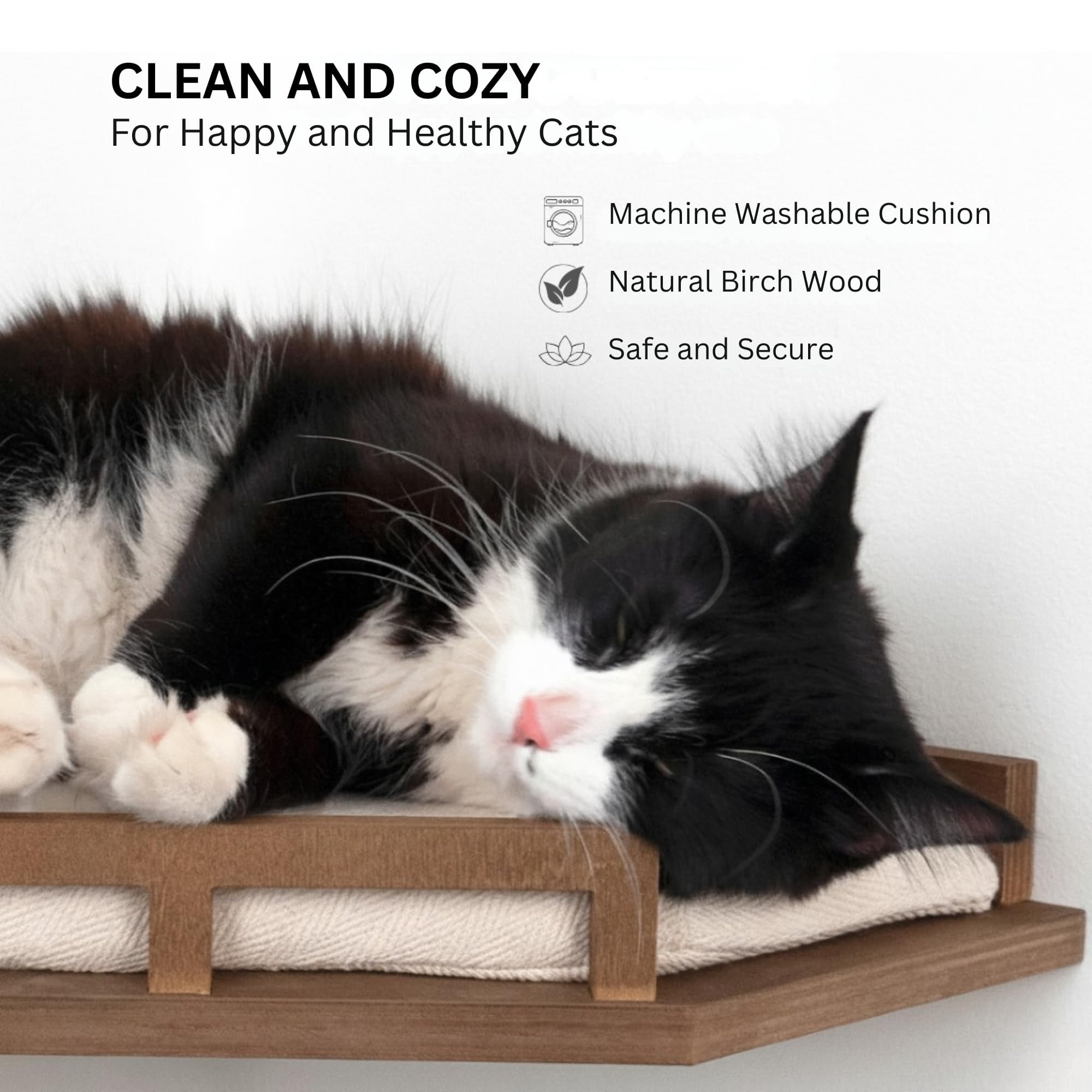 Cat Wall Shelves - Safe And Sturdy Furniture Stylish Wood Corner Shelf With 3 Steps For Cats Up To 15lbs Cushioned Perch Stairs Climbing Playing Dark Brown