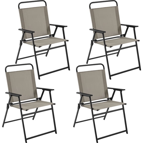 Yaheetech Folding Patio Dining Chairs with Armrests for Garden, Yard, Lawn, Set of 4, Brown