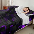 thumbnail image 4 of Castle Fairy Futuristic Dark Cube King Sheets 4pcs,Abstract Purple Neon Accent Bedding,Black Violet,1 Flat Sheet, 1 Fitted Sheet and 2 Pillowcases, 4 of 7