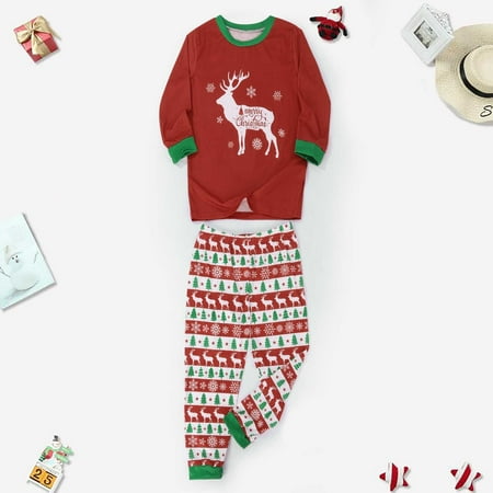 

EQWLJWE Christmas Baby Kids Child Printed Top+Pants Family Matching Pajamas Set Christmas Pajamas for Family Holiday Clearance