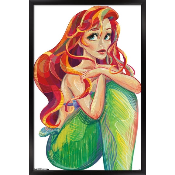 Disney The Little Mermaid - Ariel - Stylized Wall Poster, 14.725" x 22.375" Framed