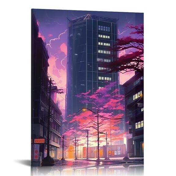 ONETECH Japanese Wall Art Prints Anime Posters Abstract Illustration Wall Art Comic Sakura Picture Fashion Canvas Art Painting for Living Room Bedroom Wall Decor 12x16 in