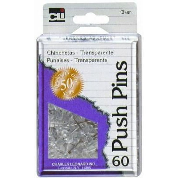 PUSH PINS 60CT CLEAR W/BOX