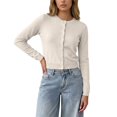 thumbnail image 2 of ClodeEU Women's Round Neck Button Front Knit Cardigan,Casual Long Sleeve Slim Fit Knit Outerwear ,Women's S-XXL, 2 of 7