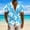 Sky Blue, variant on Mens Summer Button Down Shirts Trendy Floral Printed Short Sleeve Hawaiian Shirt Casaul Beach Vacation Tops Hawaiian Tropical Shirt Purple M