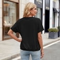 thumbnail image 6 of Blouses for Women Casual Short Sleeve Basic Tee Crewneck Dressy Tops Elastic Hem Summer T-Shirts, 6 of 9