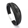 thumbnail image 3 of Mens Leather Bracelet with Clasp Cowhide Multi-Layer Braided Leather Mens Bracelet, 3 of 3