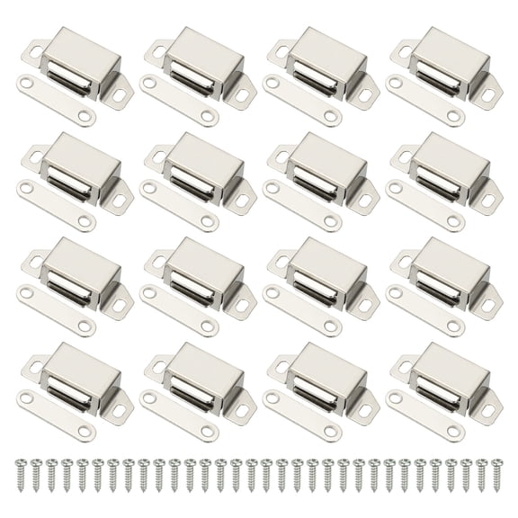 Uxcell Cabinet Magnets For Closure [16pcs] - Magnetic Door Latch for Kitchen & Cabinet Door Drawer Latch - [Silver - 1.46 IN]