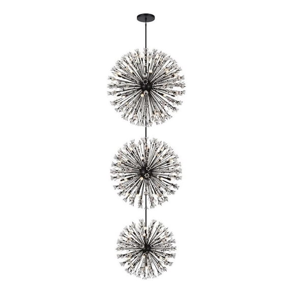 Elegant Lighting Vera 25.5" Modern Metal/Crystal Chandelier in Black/Clear