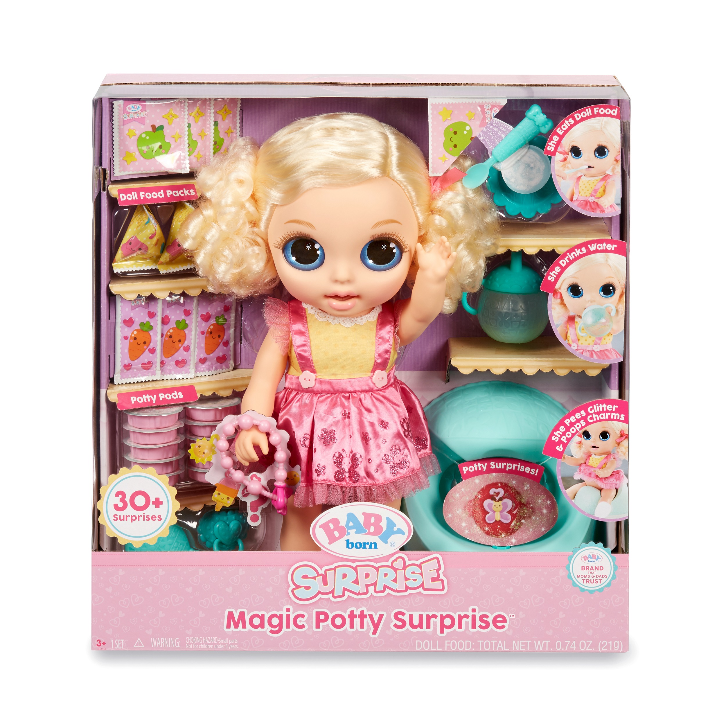 Baby Born Surprise Magic Potty Surprise Blue Eyes – Doll Pees Glitter & Poops Surprise Charms Doll Playset - image 5 of 8