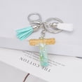 thumbnail image 2 of Green Tassel Letter Keychain, Crystal Drop Glue, Gold Foil, Stone Jewelry, Pendant, Bag, Keychain, 2 of 2