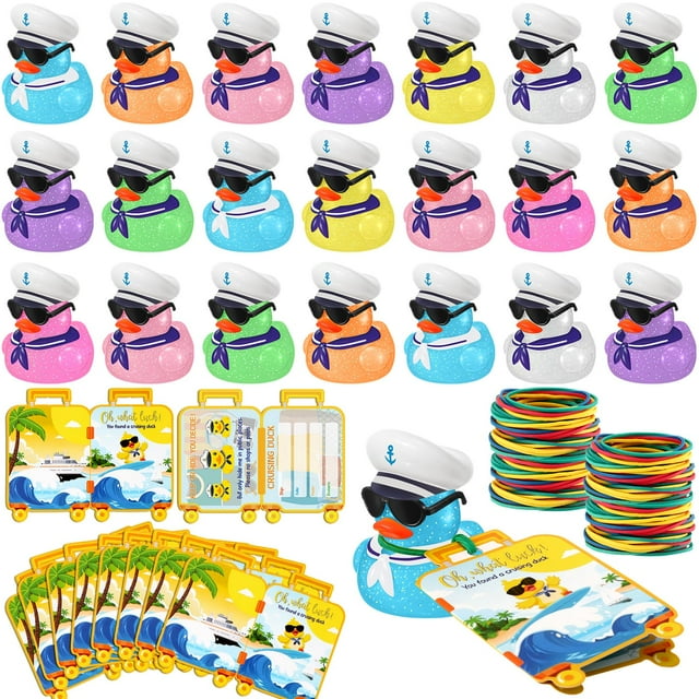Kit de Crucero Halloscume 72 Piezas Etiquetas de Pato con Patitos de Goma y Bandas