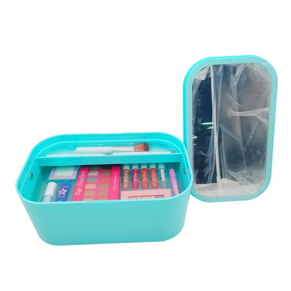 Cosmetic Set with LED Mirror Box, Blue
