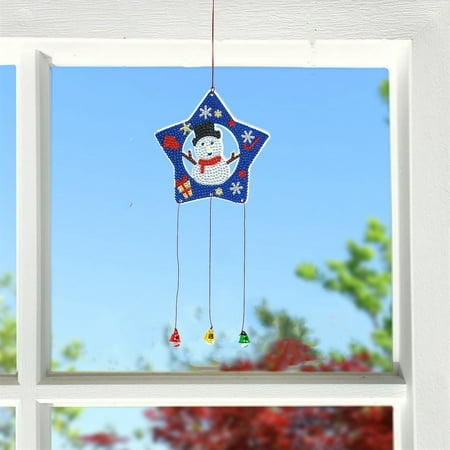

5d Diy Christmas Wind Chime Window Door Decoration Pendant as show
