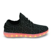 Family Smiles LED Light-Up Sneakers Knit Low Top Male USB Charging Lace-Up Adult Men Shoes Black