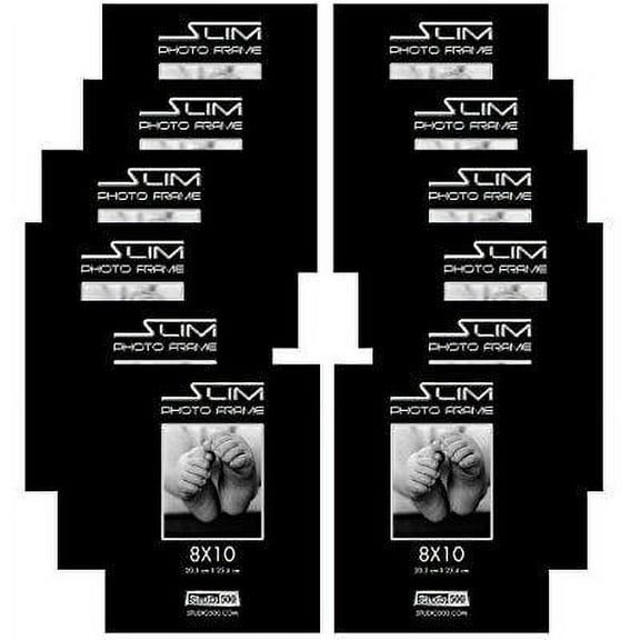 Studio 500, 8 by 10-inch Snap in Snap Out Wall and Tabletop Slim Photo Frames, Black, 12-pack