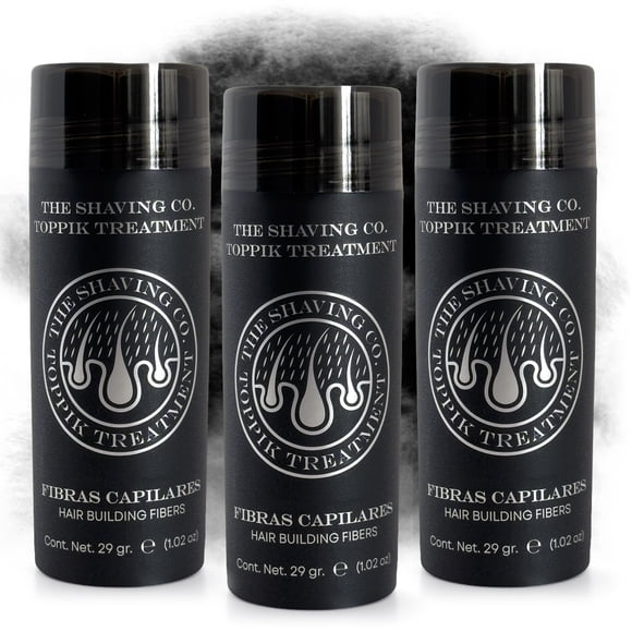 KIT X 3 FIBRAS CAPILARES THE SHAVING CO. TOPPIK TREATMENT NEGRO GRANDE. UNISEX.
