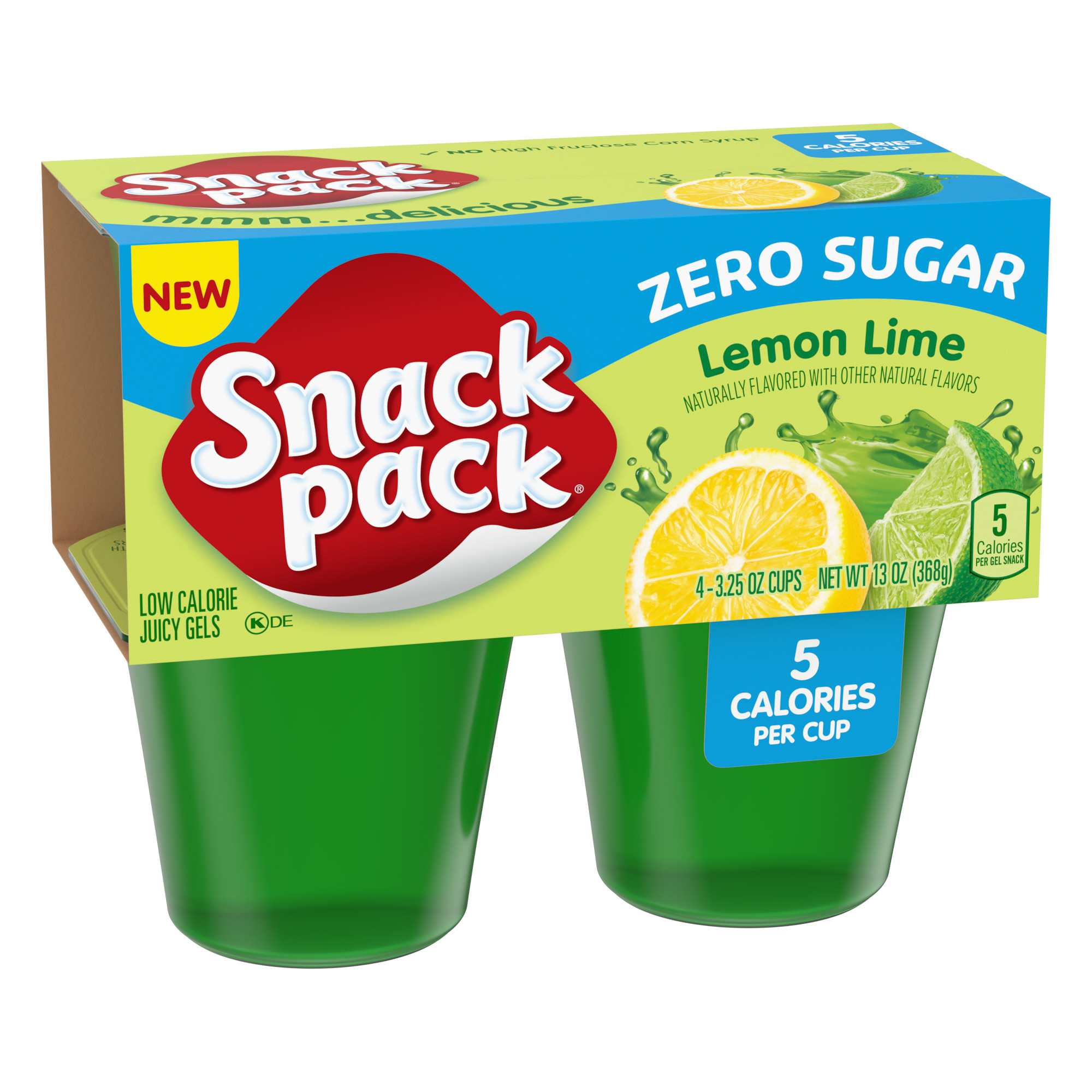 Snack Pack Zero Sugar Lemon Lime Flavored Low Calorie Juicy Gels, 3.25 oz. 4-Count
