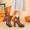 thumbnail image 2 of Unique Bargains Women's Chunky High Heel Platform Zip Chelsea Boots, 2 of 7