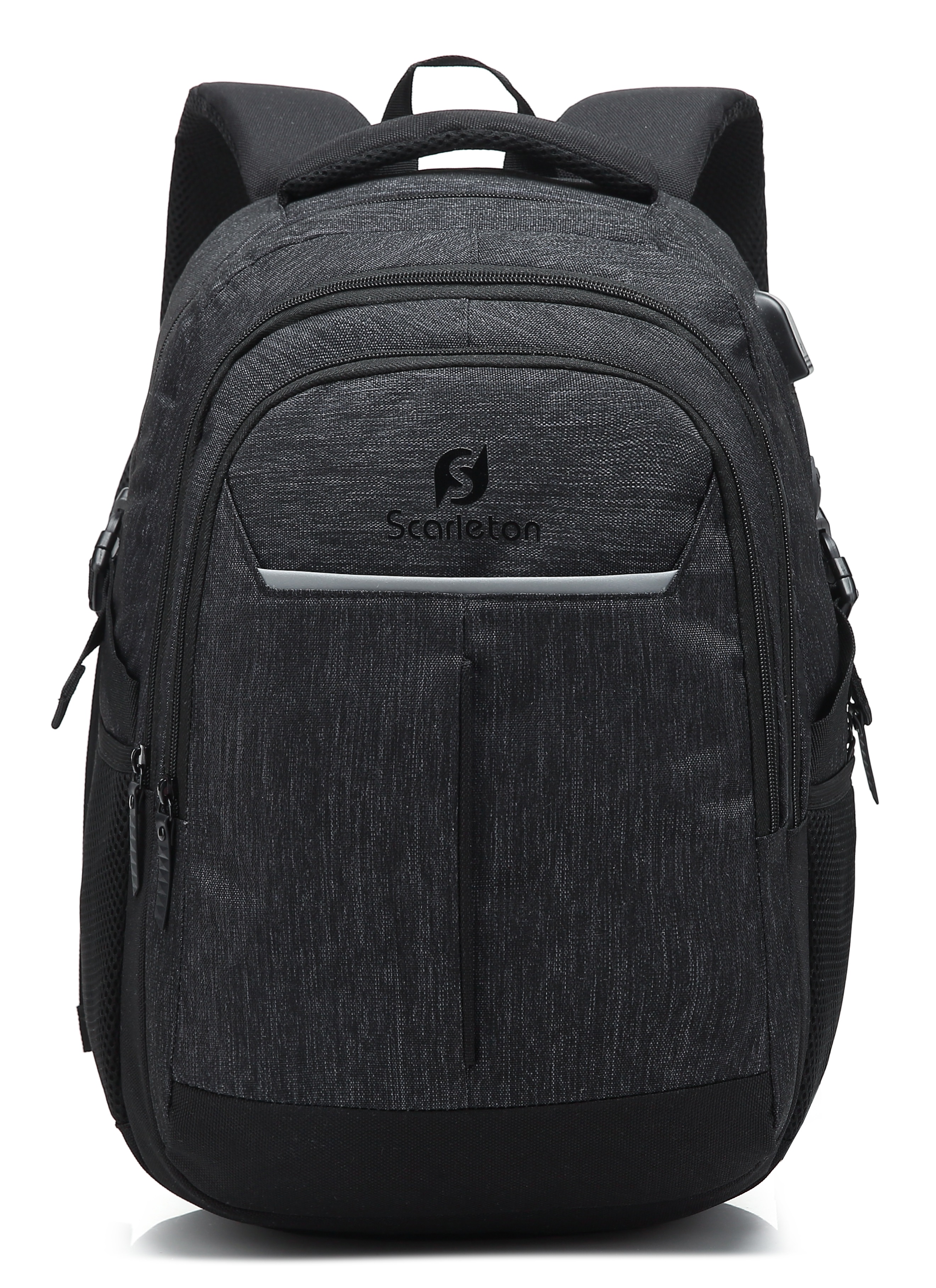 Scarleton Unisex Black Classic Water Resistant School Backpack H2043