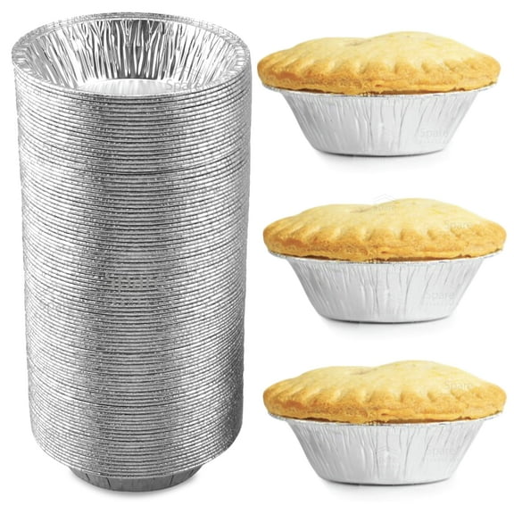 Disposable 5 inch pie pans, 120 count aluminum foil pie tins, ideal for baking, storing, reheating mini pies, pot pies, desserts, silver