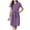 Purple, variant on vigerkar Women's Summer Short Sleeve Midi Dress Casual V Neck Work Party A-Line Knee-Length Dresses with Belt Black, XXL