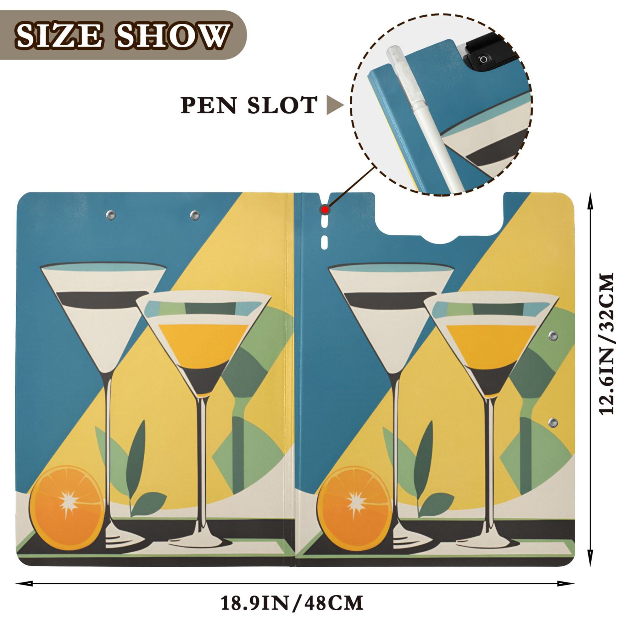 FORMRS A4 Clipboard Folder with Pen Holder Horizontal Foldable School Office Binder, Yellow Glasses