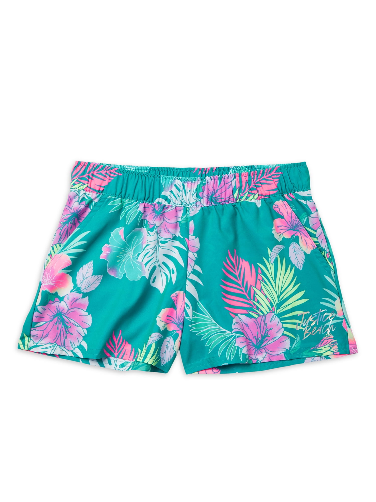 Justice Girls Floral Print Board Shorts 