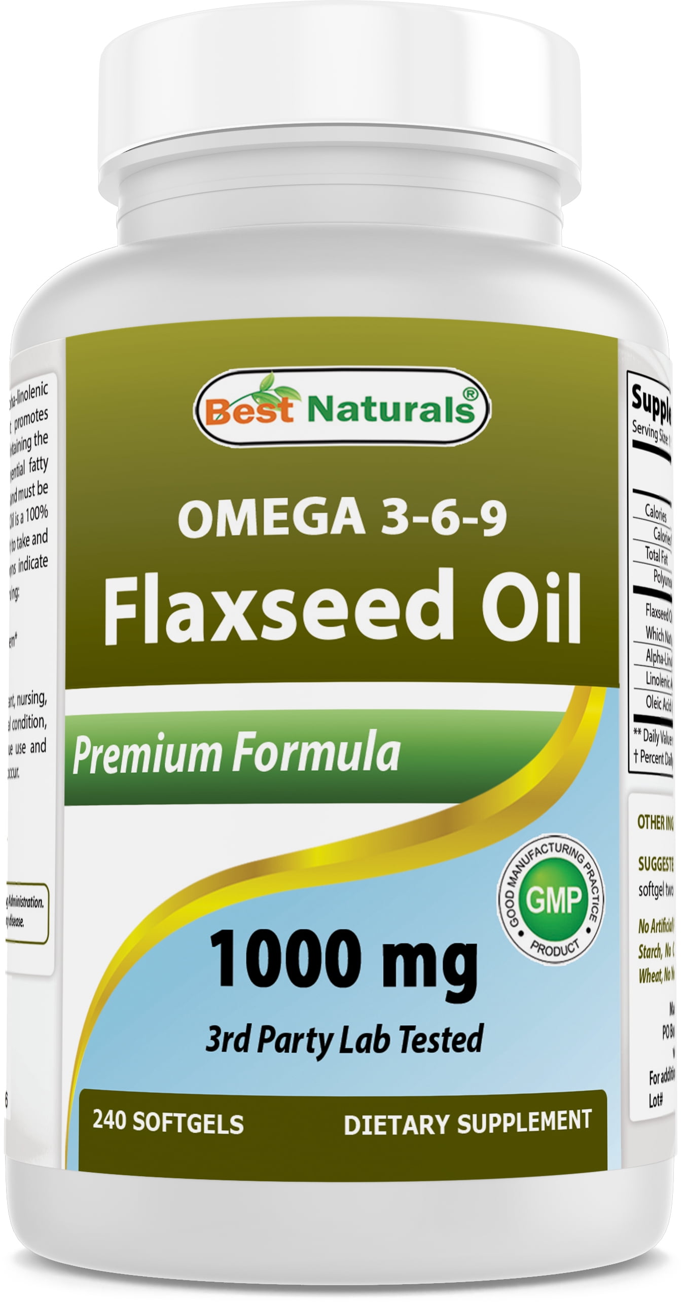 Best Naturals Flaxseed Oil 1000 mg 240 Softgels