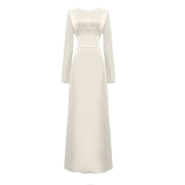 knee length dresses for ladies Ivory Satin Embrace Maxi Dress