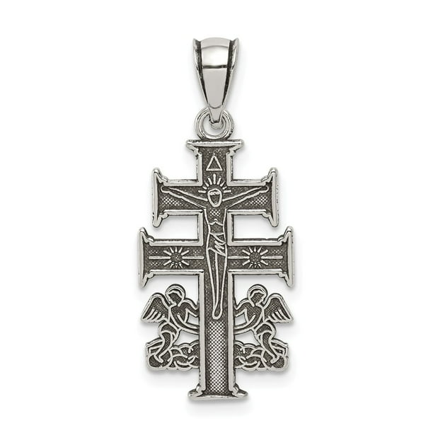 Fb Jewels Sterling Silver Antiqued Caravaca Double Cross W Angels Crucifix Pendant Com - Double Cross Pendant Fb Jewels Sterling Silver Antiqued Caravaca Double Cross W Angels Crucifix Pendant Com - Double Cross Pendant