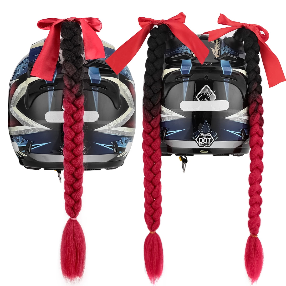 fake braid for motorcycle helmet Psc Pigtail Ponytail Bicycle Braids Hair Tails Any Helmets Decorations Cup Reusable : Sports & Outdoors Available in 164 vibrant colors Motorcycle Helmet Adornment Helmet Fake
