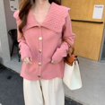 thumbnail image 4 of Cárdigan de punto con cuello de muñeca retro japonés para mujer, nuevo diseño de otoño, chaqueta de suéter de color sólido con estilo de fragancia pequeña de nicho, 4 of 5