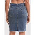 thumbnail image 4 of DARING DIVA Women's Denim Above the Knee Pencil Skirt Small Dark Gray Blue, 4 of 7