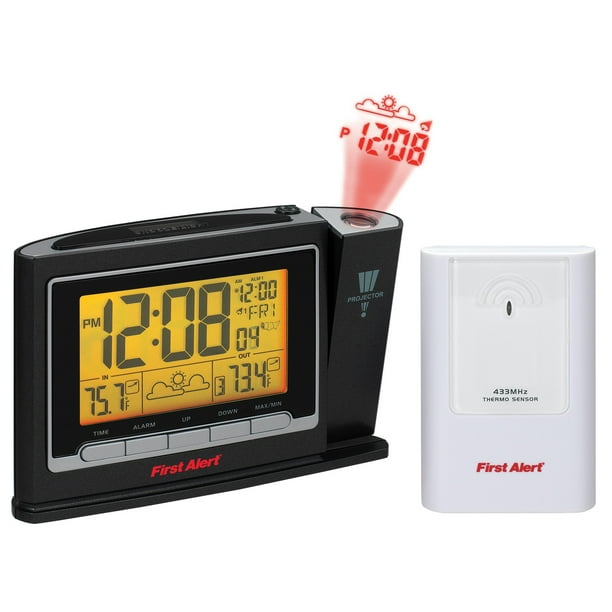 First Alert Radio Controlled Weather Station Projection Clock with