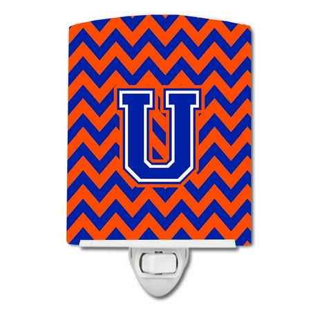 

Caroline s Treasures CJ1044-UCNL Letter U Chevron Orange and Blue Ceramic Night Light 6x4x3 multicolor