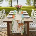 thumbnail image 4 of Table Runners 70 Inches Long Dress Scarves, Botanical Farmhouse Coffee/Dining/Kitchen Table Decor, Holiday Table Runner, Spring Leaves Flowers Deers Birds Country Biege 13x70 Inch, 4 of 9