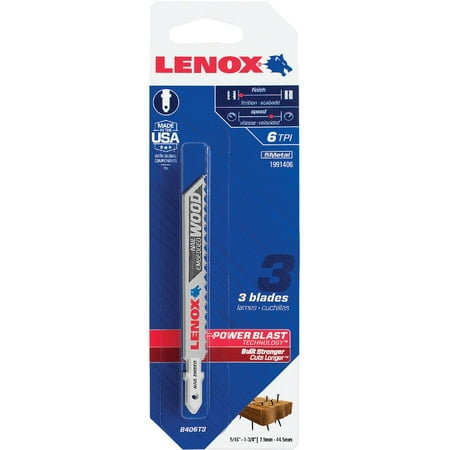 

Lenox T-Shank 4 In. X 6 Tpi Bi-Metal Jig Saw Blade Nail Embedded Wood (3-Pack)