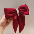 thumbnail image 5 of Hair Bows for Women, Big Bow Hair Clips for Girls, Silky Satin Hair Bows Clips Oversized Long Tail, Large Hair Barrettes Cute Aesthetic Hair Accessories, Metal Bow Hair Clips Neutral Color, 5 of 6